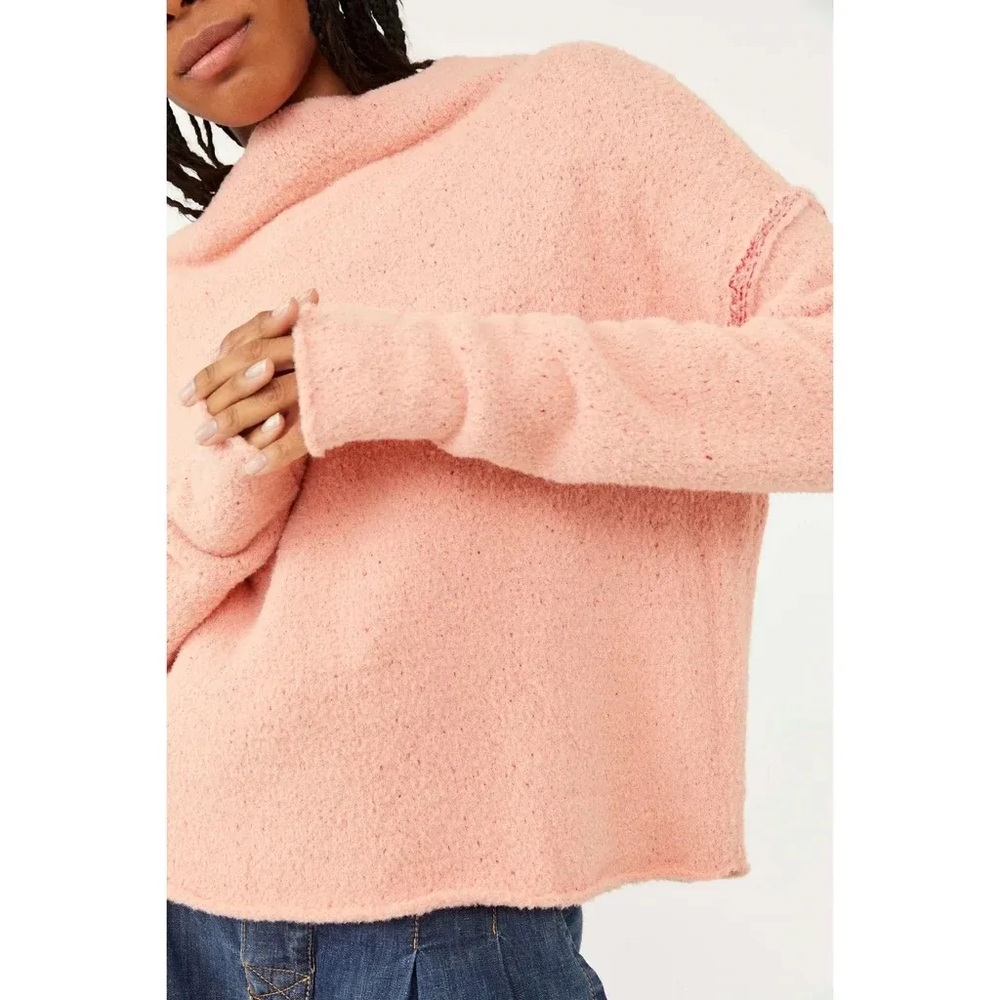 Free People Cotton San Vicente Pullover Sweater Cherry Peach Combo